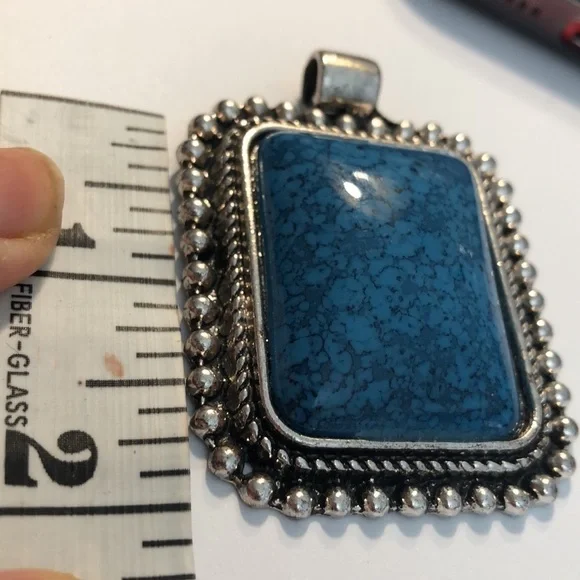 Large rectangular turquoise pendant - Picture 3 of 3